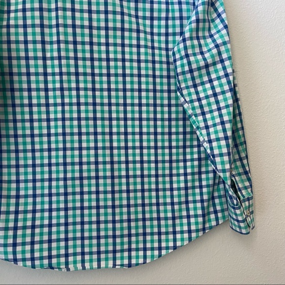 🆕 Southern Tide Gingham Button Down Shirt - White w/ Blue & Green - Picture 9 of 13